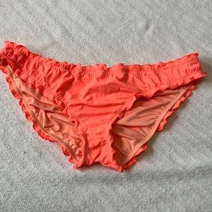 Victoria’s Secret ruffled neon orange bathing suit bottoms with ruched back